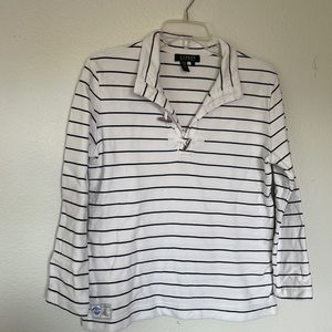 Lauren Ralph Lauren 100% cotton white and black stripped pullover